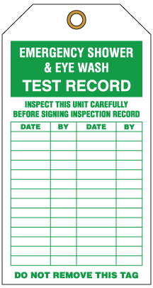 APT59 Emergency Shower & Eye Wash Test Record Tag Full Size Image