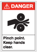 16048 ANSI Danger Pinch point. Keep hands clear.