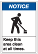 19008 ANSI Notice Keep this area clean at all times.