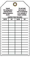 APT26 Fire Extinguisher Recharge & Inspection Record Tag Back View