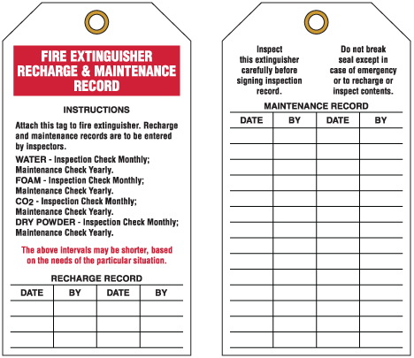 APT34 Fire Extinguisher Recharge & Maintenance Record Tag Full Size Image